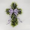 Crossed Shape Easter Wreath with Big Bowknot Plastic Artifical Wreath Hanging Decoration for Door Holiday Decoration