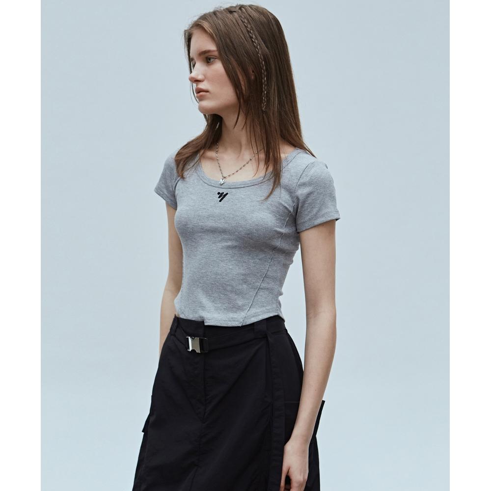 

NICKNICOLE NICOLE U-NECK SLIM TEEGRAY