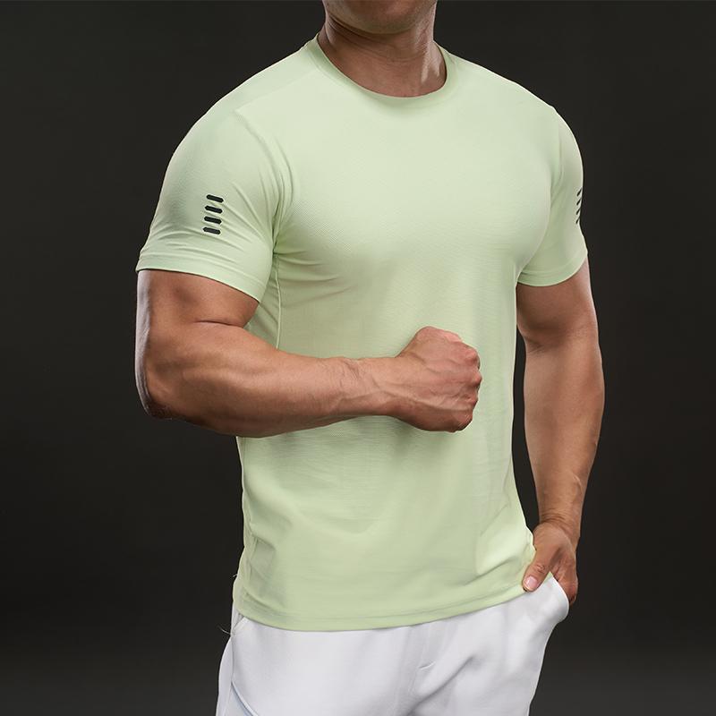 Wygodna Sportowa i Casualowa Stylizacja Modny Dopasowany Elastyczny Fitness Outdoorowy T-shirt z Krótkim Rękawem