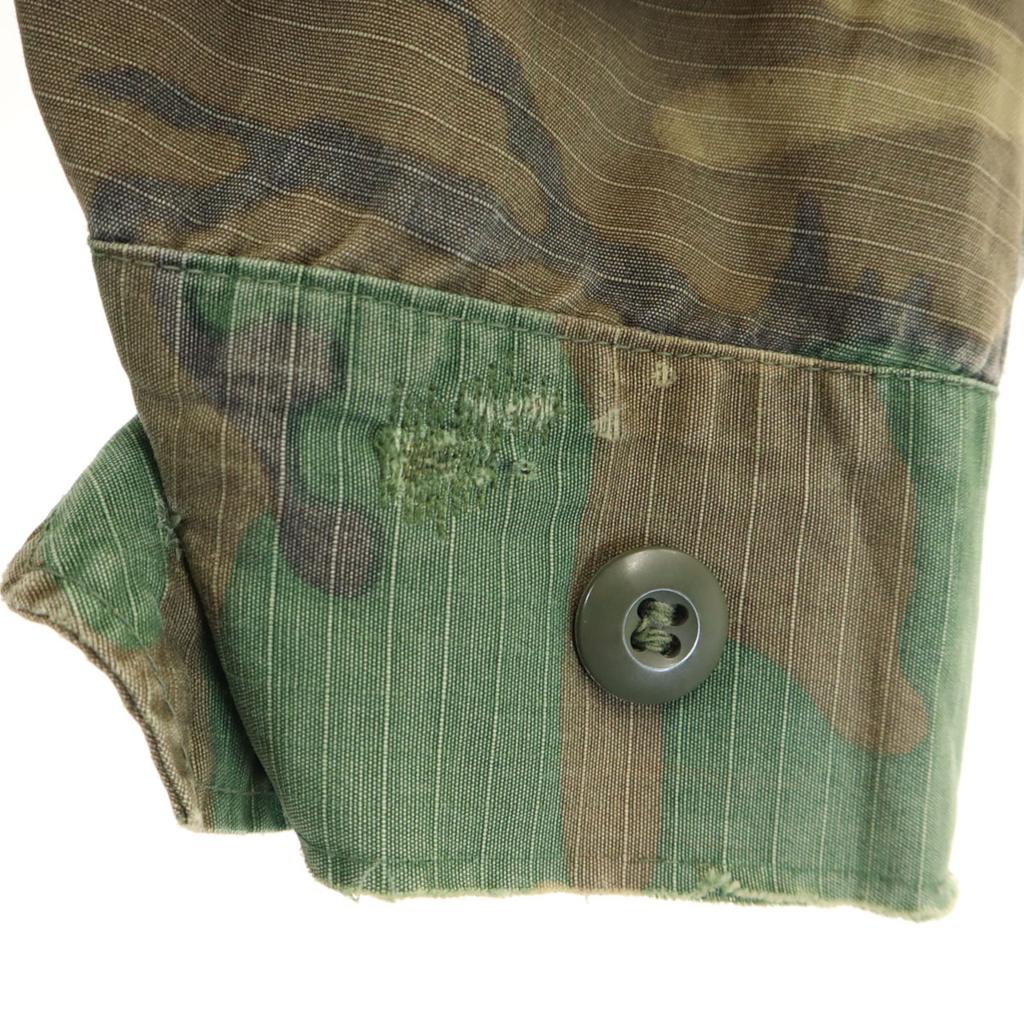 US ARMY 60s 70s Vintage 5th Brown Leaf Camo Pattern Jungle Fatigue Jacket Men's Used