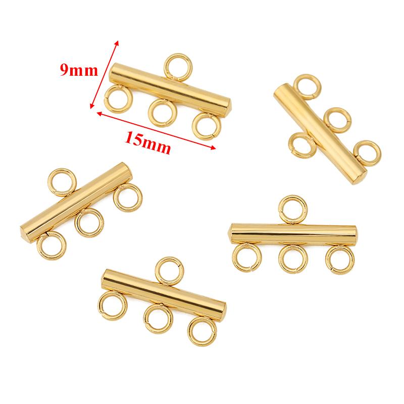 10pcs Stainless Steel Layer Necklace Bracelet Clasp Bails 5 Loops Drop Earrings Chains Connectors DIY Jewelry Findings Supplies