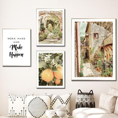 Mittelmeer Ländliche Kunst Leinwand Malerei Italien Toskana Bellagio Stadt Wand Poster Zimmer Dekor Wand Bilder Wohnzimmer Dekor
