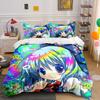 3Pcs Rainbow Anime Girl Bedding Set, Cirno Aesthetic Print Duvet Cover + 2 Pillowcases, Y2K Kawaii Decor