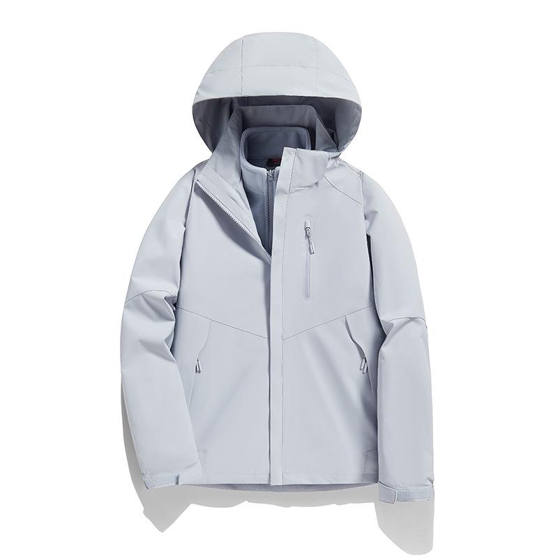 Unisex Color Block 3-in-1 Hooded Windproof Jacket with Detachable Down Liner