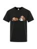 Süßes faules Kaffee-Cartoon-Print Sommer locker Rundhals unisex Wounisex Baumwolle Oberteil T-Shirt Lässig Kurze Ärmel Lustige Kleidung