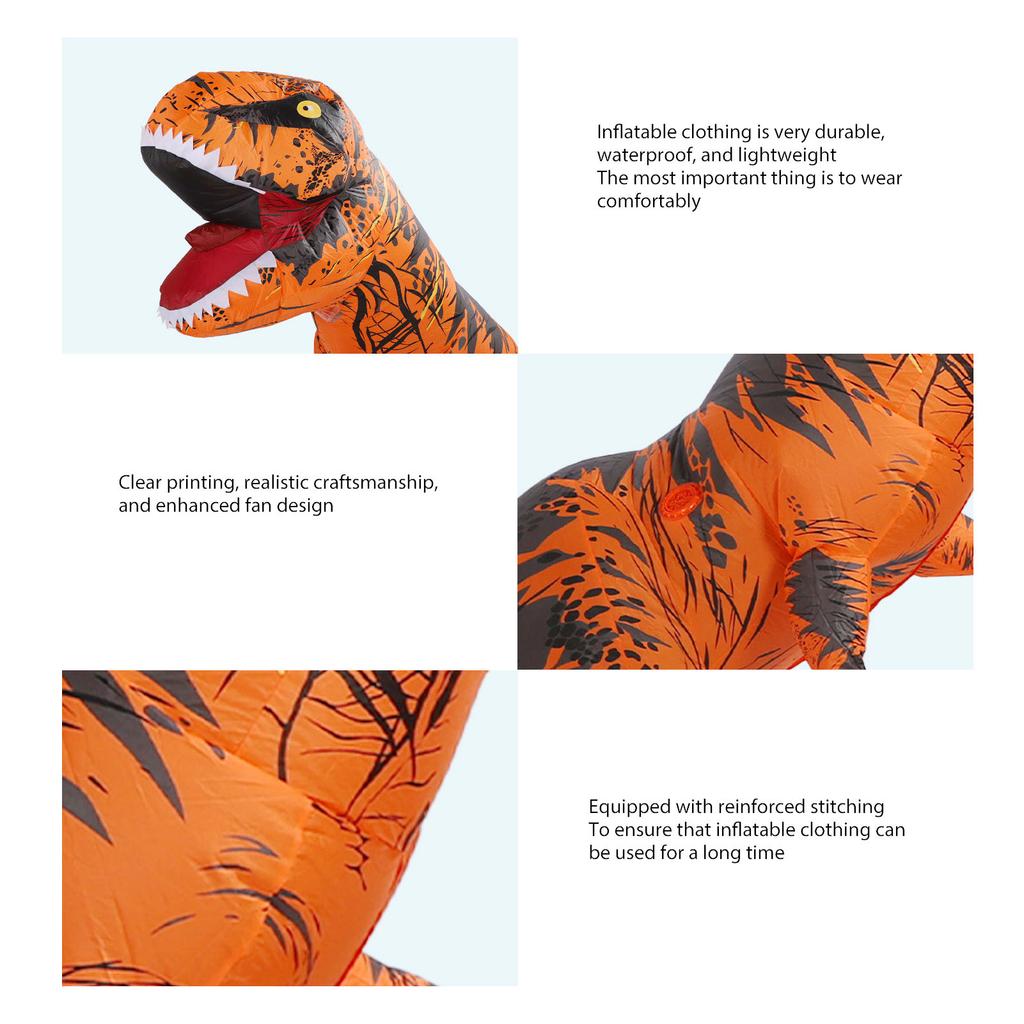 Nafukovací kostým dinosaura T Rex Nafukovací dinosaurus Kostým na foukání pro Cosplay Párty Svatby Velikonoce Vánoce Oranžová Styl pro dospělé 150‑190cm