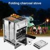 Edelstahl Holzofen Outdoor Campingkocher Ultraleichter Faltbarer Taschenkocher BBQ Angeln Wandern Kocher Picknick Kochofen