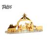 Reusable Holiday Display Christmas Acrylic Ornament, Mirrored Golden Silhouette Scene, Decorative Festive Desktop for Living Room Fireplace