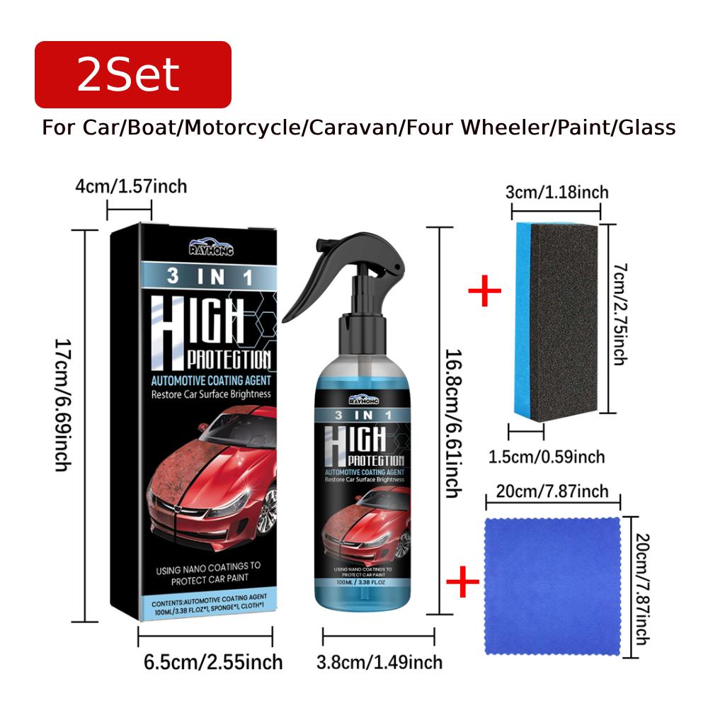 1/2/5 Set 100ML Car Coating Polishing Spray Highly Protective Car Nano Coating Fluid for Cars/Boats/Motorcycles/Quads/Paints