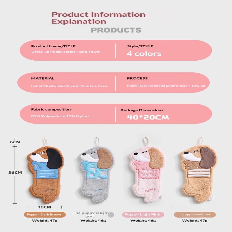 Rag Quick Drying Dachshund Shaped Hand Towel Thicker Absorbent Cleaning Towel Hanging Reusable Dishcloths Bathroom
