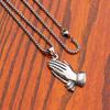 Retro Praying Hands Neckace For Men Hiphop Titanium Steel Chain Trendy Copper Color Palm Clapping Pendant Neck Jewelry Gifts