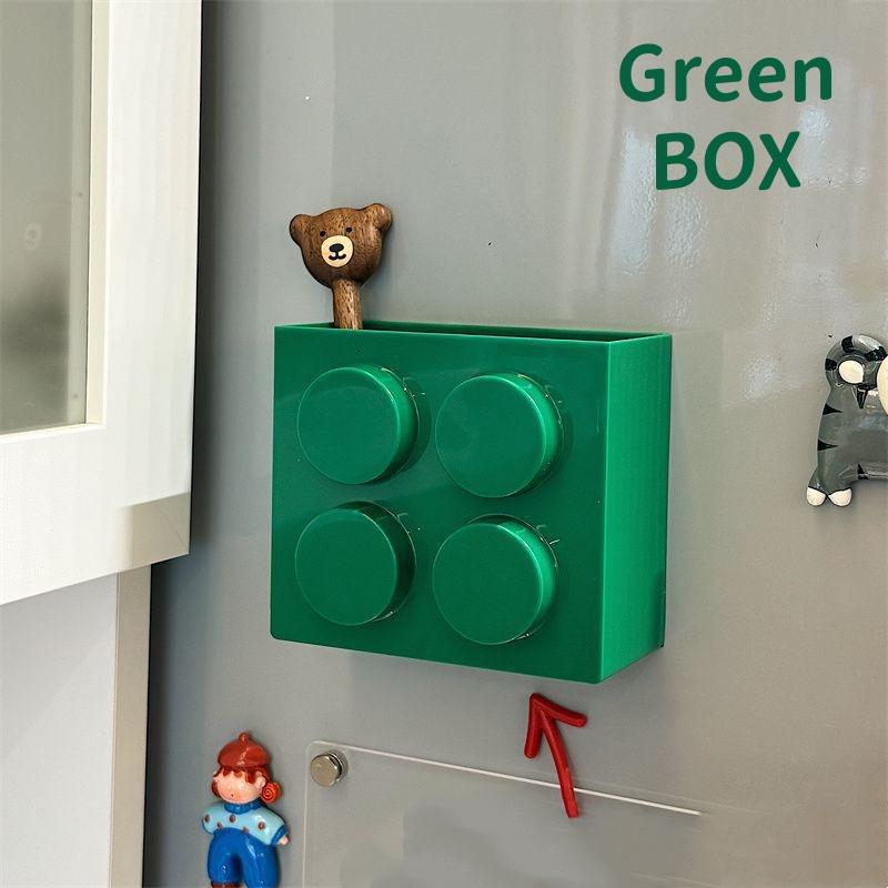 Building Blocks Refrigerator Magnetic Absorption Box Plastic Straw Holder Fridge Side Storage RackHome Decor