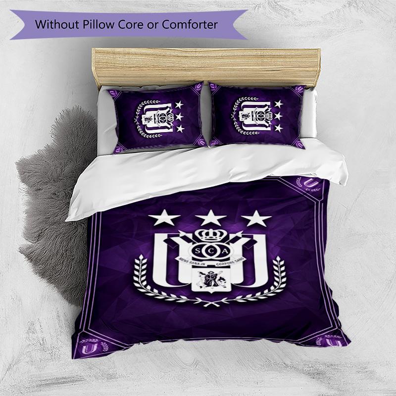 Set Lenzuola 3 Pezzi Stampato FC Anderlecht Traspirante Copripiumino con Federe Biancheria da Letto Decorativa per Camera da Letto Casa