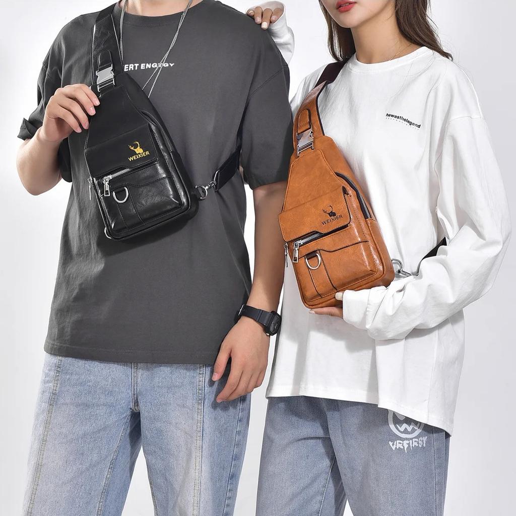 Hot Men's Bag Fashion Messenger Bags Large Capacity Luxury Designer Chest Bags Retro Single Shoulder Crossbody Backpacks