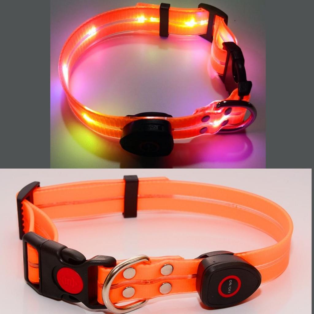 New Adjustable Led Glowing Pet Dog Collar PVC Waterproof  Anti Dirty Easy To Clean for Big Small Dogs Puppy Cat Luminous Collar