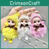 Cute Plush Big-eyed Doll Keychain With Colorful Bow For Stylish Bag Charm Collection