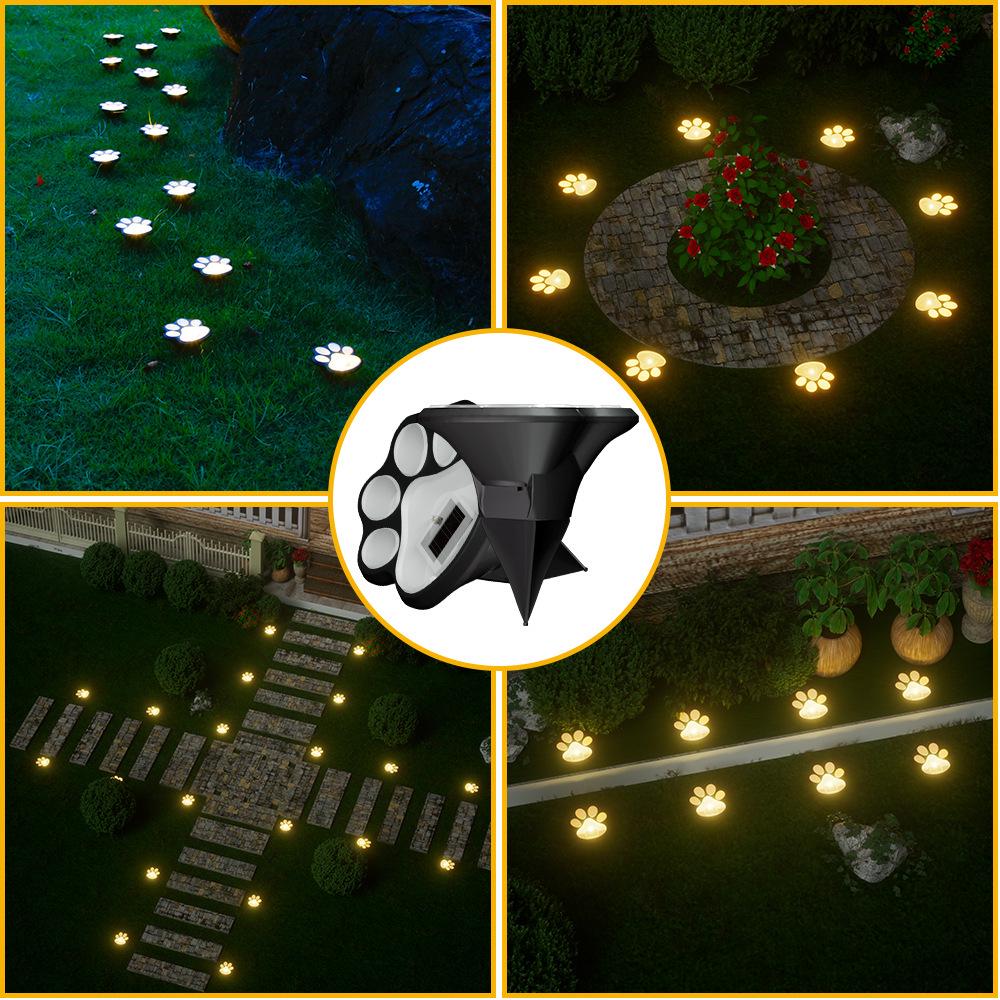 Solar LED Dog Paw Footprint Light, Outdoor Rainproof Garden Decoration
