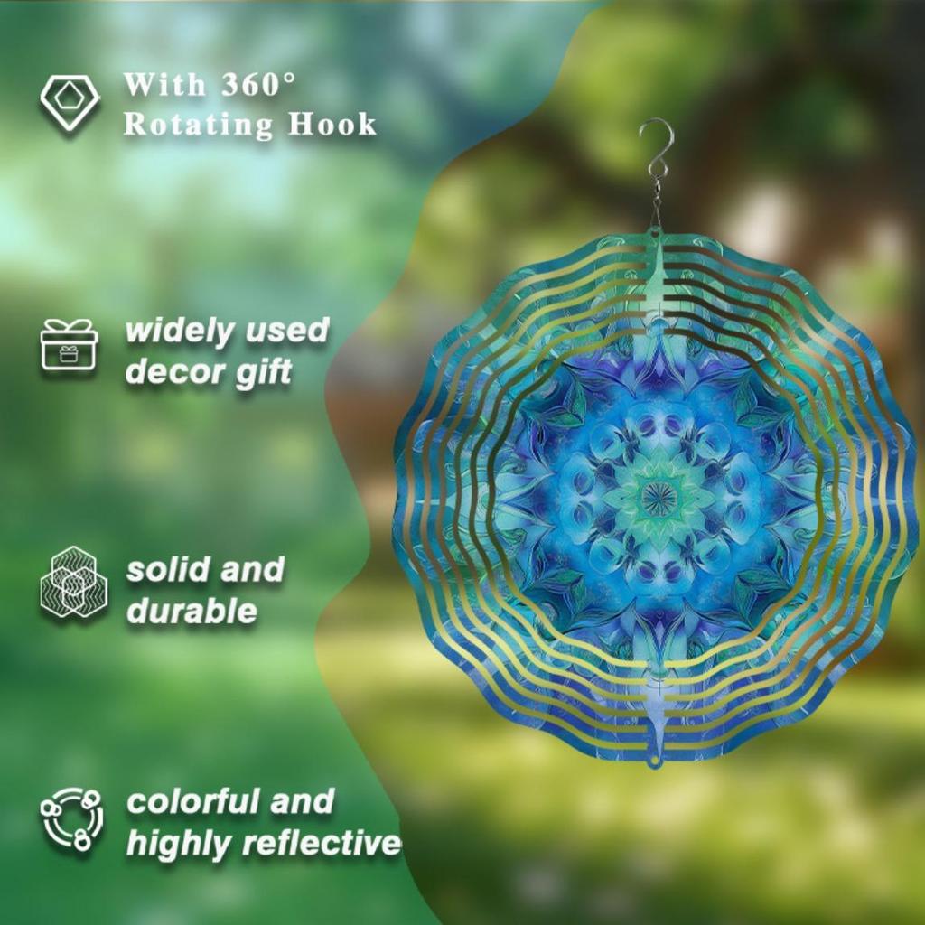 25.4cm Metal Wind Chime for Outdoor Garden Decor Rotating Hook with Spring Summer Fall Winter Design Perfect Gift for Family Friends Patio Yard