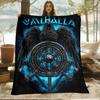 Viking Raven Valhalla Print Throw Blanket - Nordic Rune Mythical Motif Soft Lightweight Accent for Sofa Bed Travel Gift