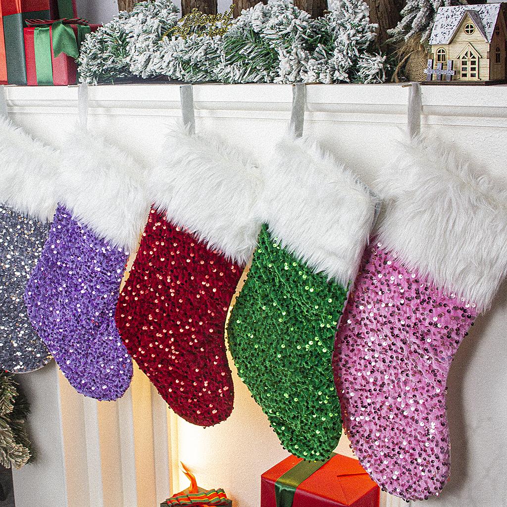 Christmas stocking festival decorations sequins 26-letter tree hangers gift bags socks hotel party supplies
