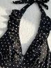 Costume da Bagno a Pois con Scollo all'Americana e Coulisse Sexy Set Bikini Due Pezzi