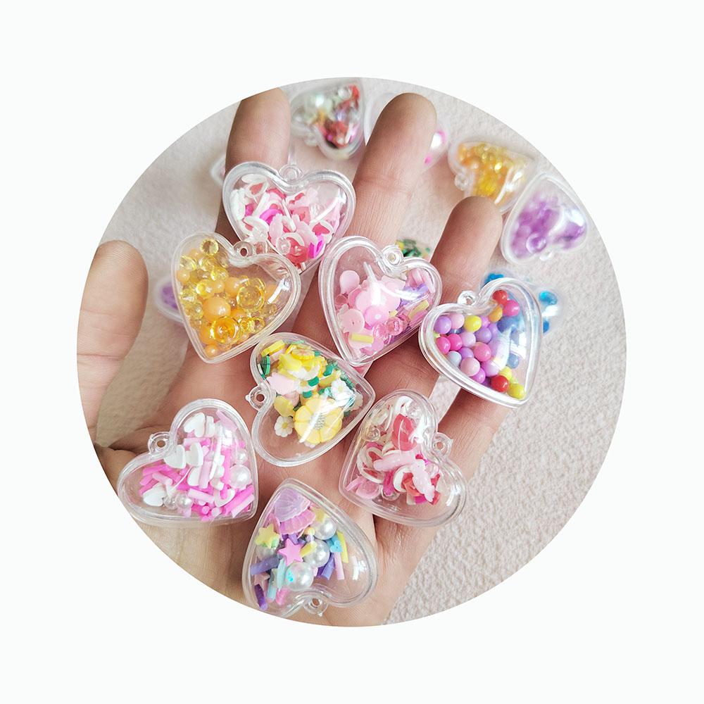 

Christmas Tree Ball Ornaments DIY Transparent Heart Shaped Ball Hanging Pendant Plastic Christmas Ball Fillable Bauble