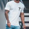 New Men's Fashion Short-sleeved Shirt Summer Comfortable Breathable Cross Print Round Neck T-shirt Sports Fitness Short-sleeved