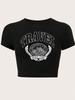 European and American style women's clothing new INS personalized street letter printing short navel short-sleeved T-shirt top
