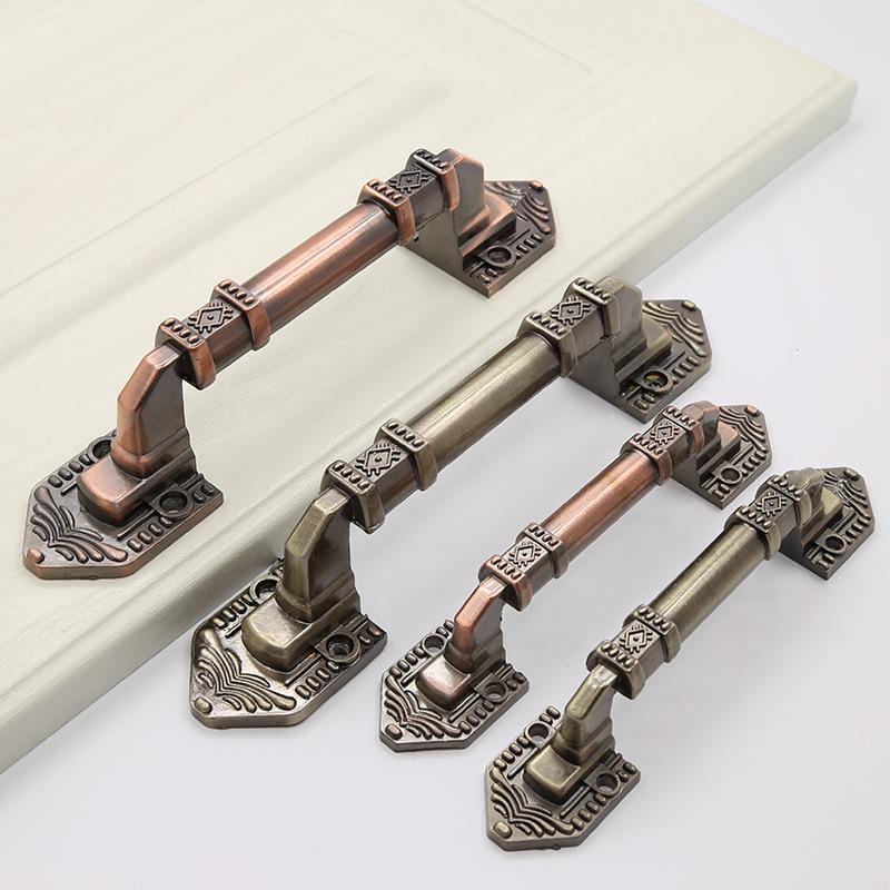 Euro Retro Iron & Wood Handle for Large Door - Antique-Style Sliding or Wardrobe Cabinet Surface-Mount