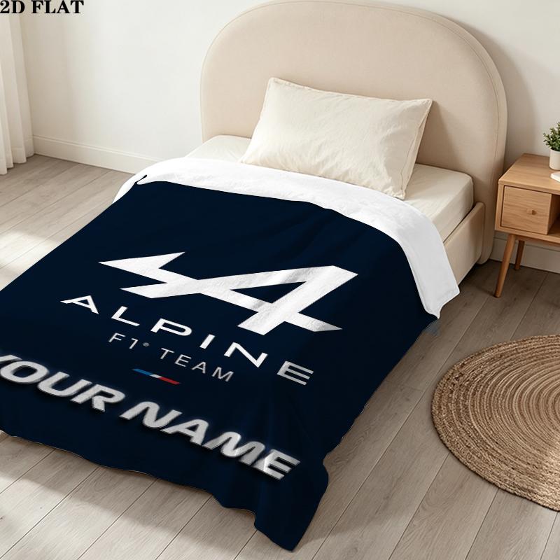 Custom Name Alpine F Print Flannel Blanket, High quality Comfortable for All Seasons, Home Decor, Warmth and Comfort, Perfect for Christmas Gifts