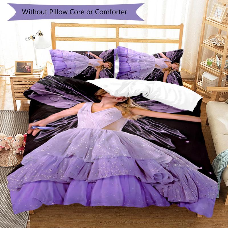 3pcs Taylor Swift pattern bedding set duvet cover set includes duvet cover &pillowcases, perfect all season bedroom decoration & gift