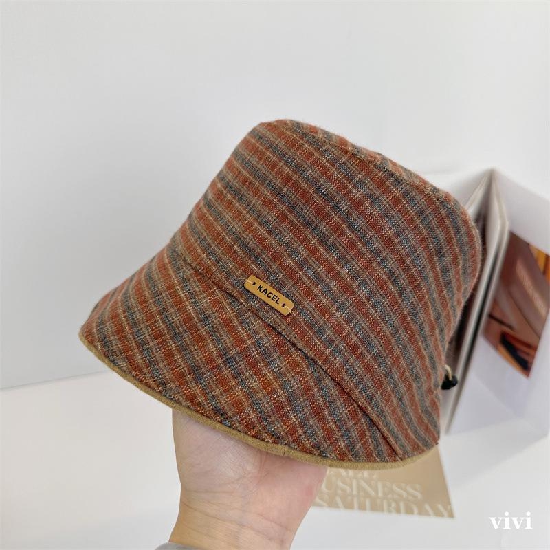 Autumn and winter French high-end elegant irregular basin hat women's small fragrant style simple plaid fashion bucket hat
