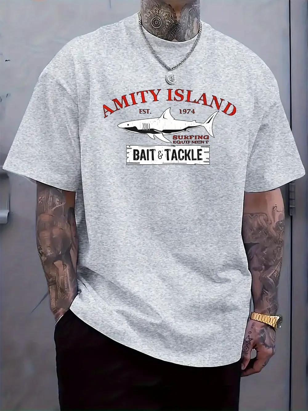 

Amity Island Surf Gear Graphic T-shirt - Casual Round Neck Short Sleeve Tee S