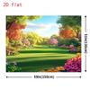 Vibrant Spring 2D Backdrop, Sunny Park & Colorful Trees Photo Background