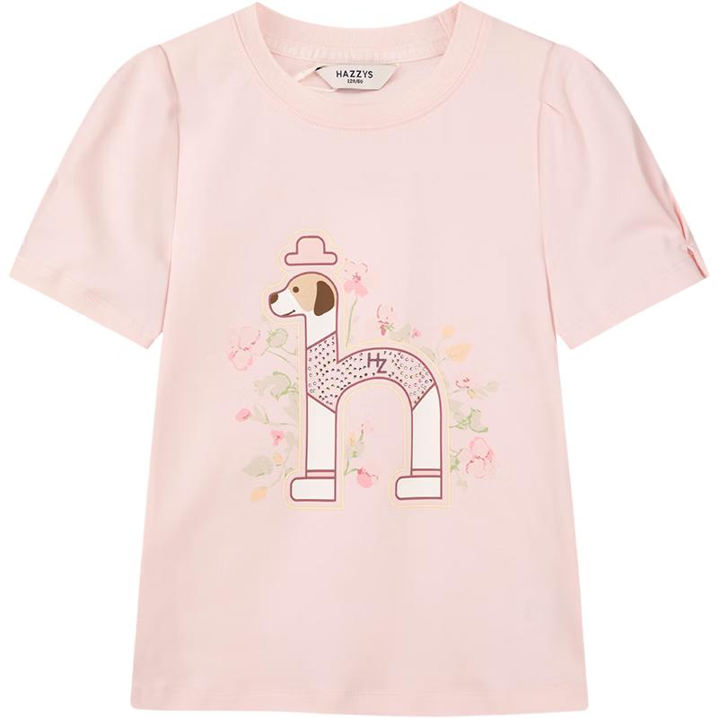 HAZZYS Girls  Printed Short Sleeve Round Neck Top 145