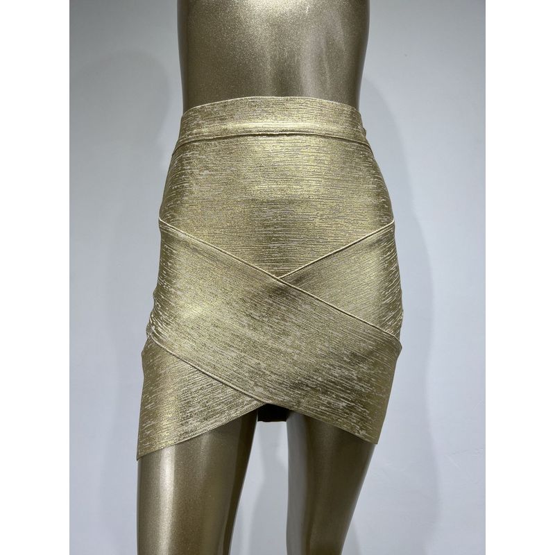 

High Waisted Hip Hugging Short Skirt Pure Color High Waist Asymmetrical Hip Skirt for Women Gold XS