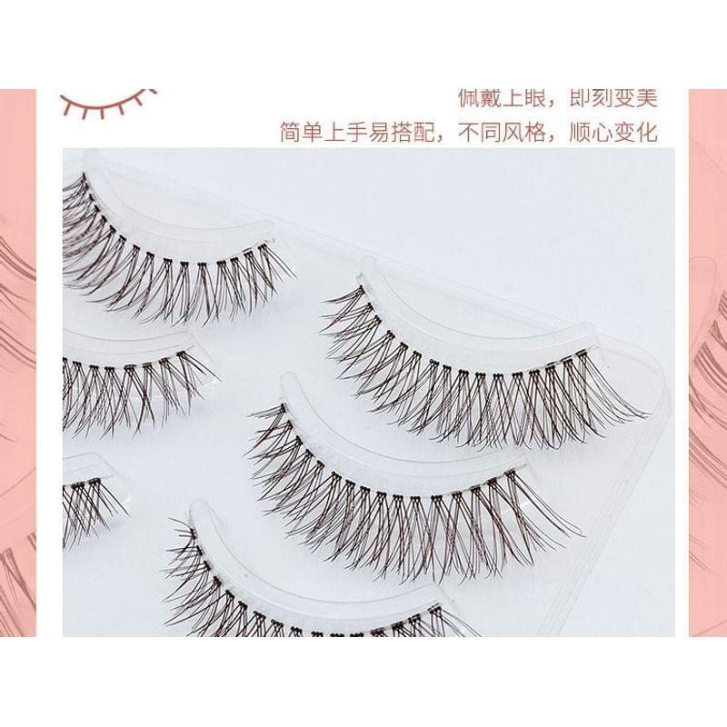 Lashie - Set of 5 Pairs: Criss Cross Clear Band False Eyelashes