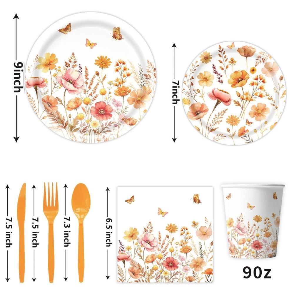 Plastic Fork Spoon Disposable Tablewares Autumn Theme Party Flatwares Kit  Party Supplies