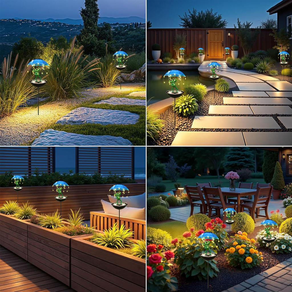 1pc Solar Garden Decorative Lights LED Frog Figurine Lights Solar Street Light for Yard Lawn Path Halloween Christmas Decor