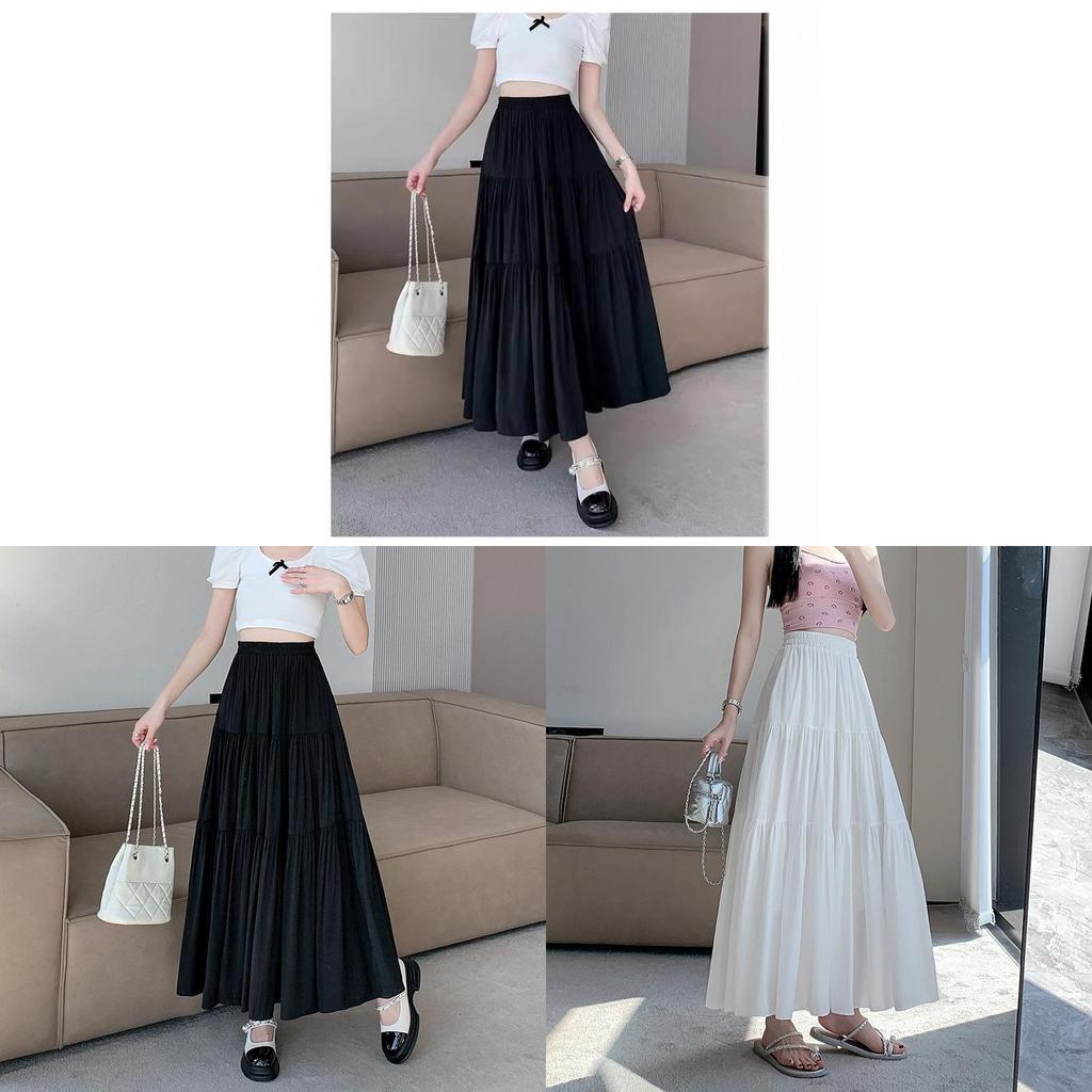 Summer High Waist A Line Skirt For Women With Pleated Polyester Fabric For Casual Wear