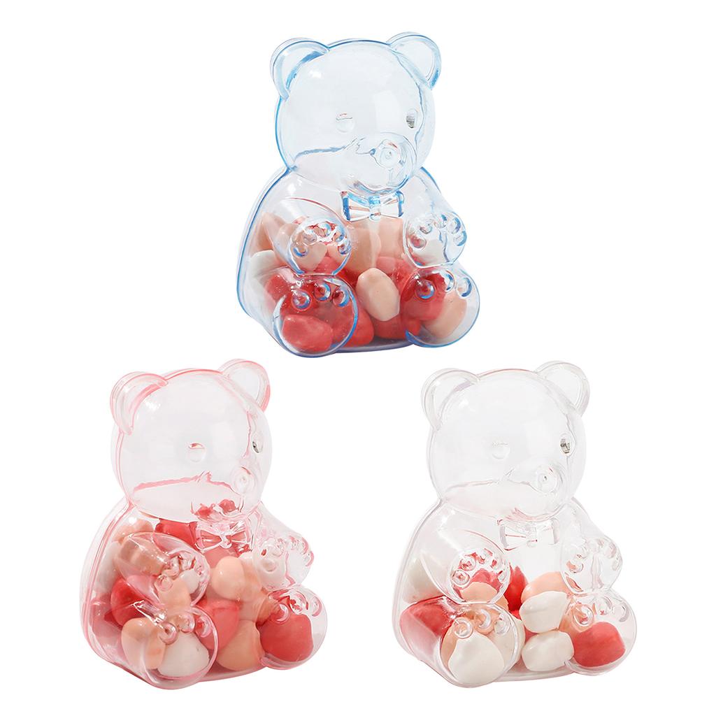 12Pcs Small Fillable Bear Shape Containers Plastic Sweets Treats Boxes for Valentines Day Weddings Birthday Party Favors