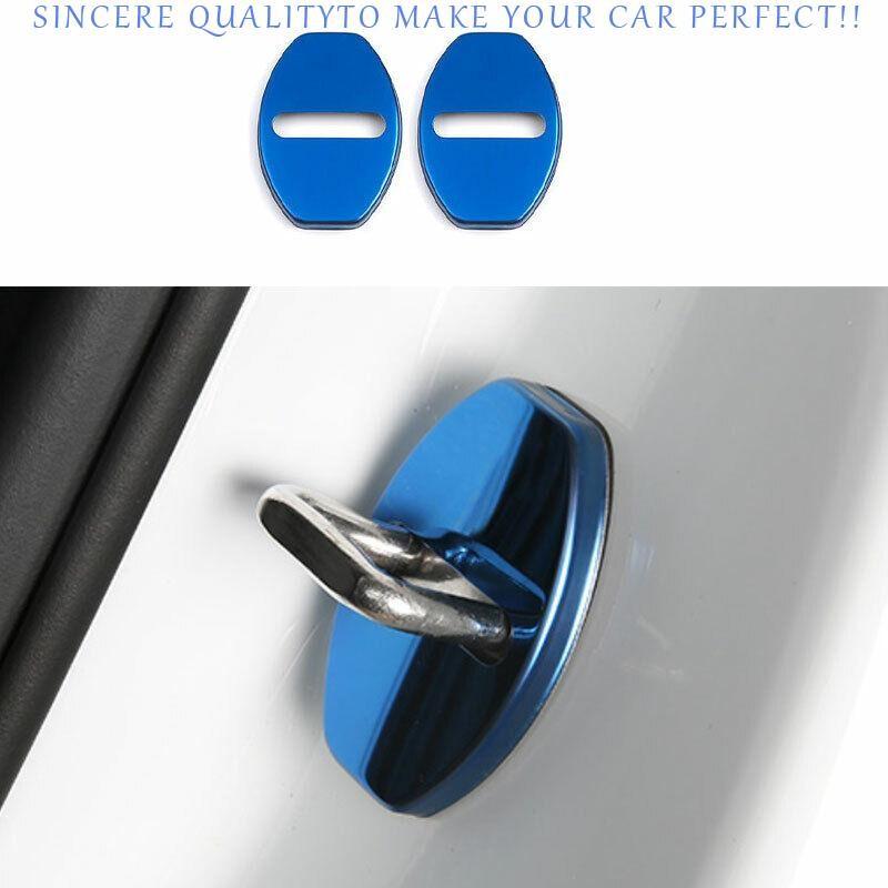 For Porsche 718 2016-2024 Blue Titanium Door Lock Buckle Protect Cover Trim 4pcs