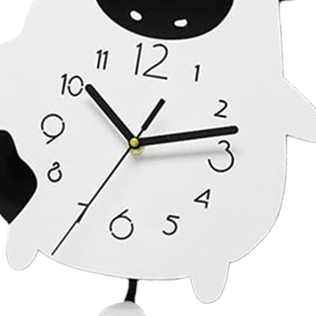 Acryl Wanduhr Cartoon Kuhform Leises Uhrwerk Dekorative Schwingende Uhr für Küche Wohnzimmer