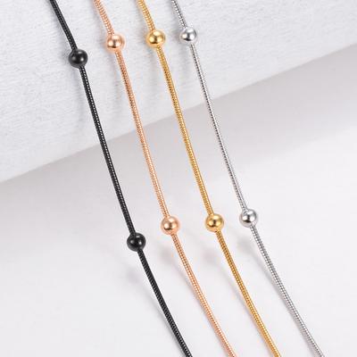 1 Stück Breite 1,2 mm Schlangenkette Runde Perlenkette & Gliederketten Halsketten Schmuck Edelstahl Choker Halskette Für Damen Collier