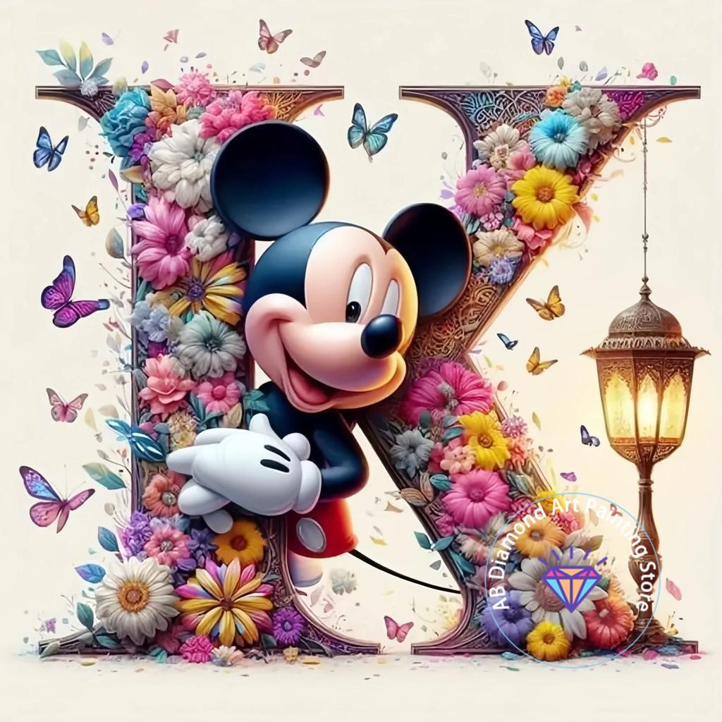 Mickey Mouse Minnie Letter Diamond Painting Kit 5D DIY Diamond Embroidery Cross Embroidery Handmade Art Gift Home Decoration