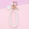 Charming Two Tone Flower Initial Pearls Keychain Key Rings Pendant Charm Adds Personality to Bags, Keys, and More