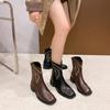 Large size pointed retro embroidered thick heel western cowboy boots women's autumn and winter new personalized short boots