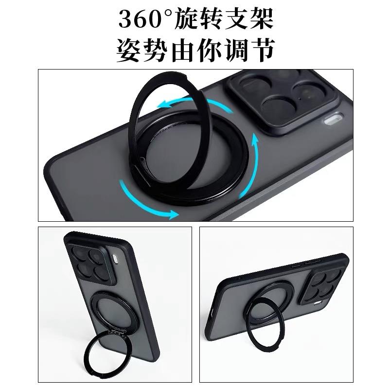 Magnetic Case For Xiaomi 17T Pro 15T Mi 15 T 5G For MagSafe Ring Stand Matte Transparent Cover Protect Shell Shockproof Bumper