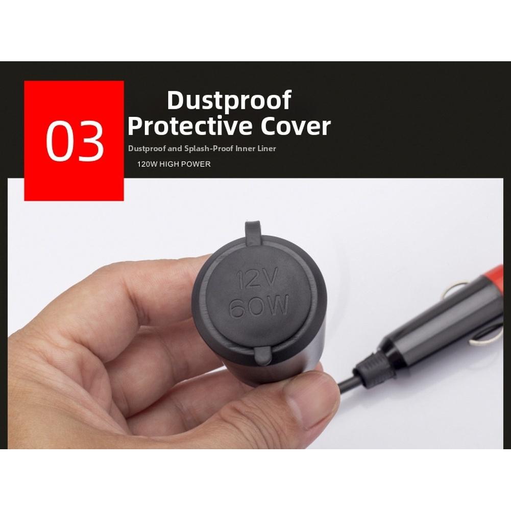 Car Charging Car Power Charger Waterproof Car Power Cable Car Charger 60W Power Output Built-in Waterproof Cover