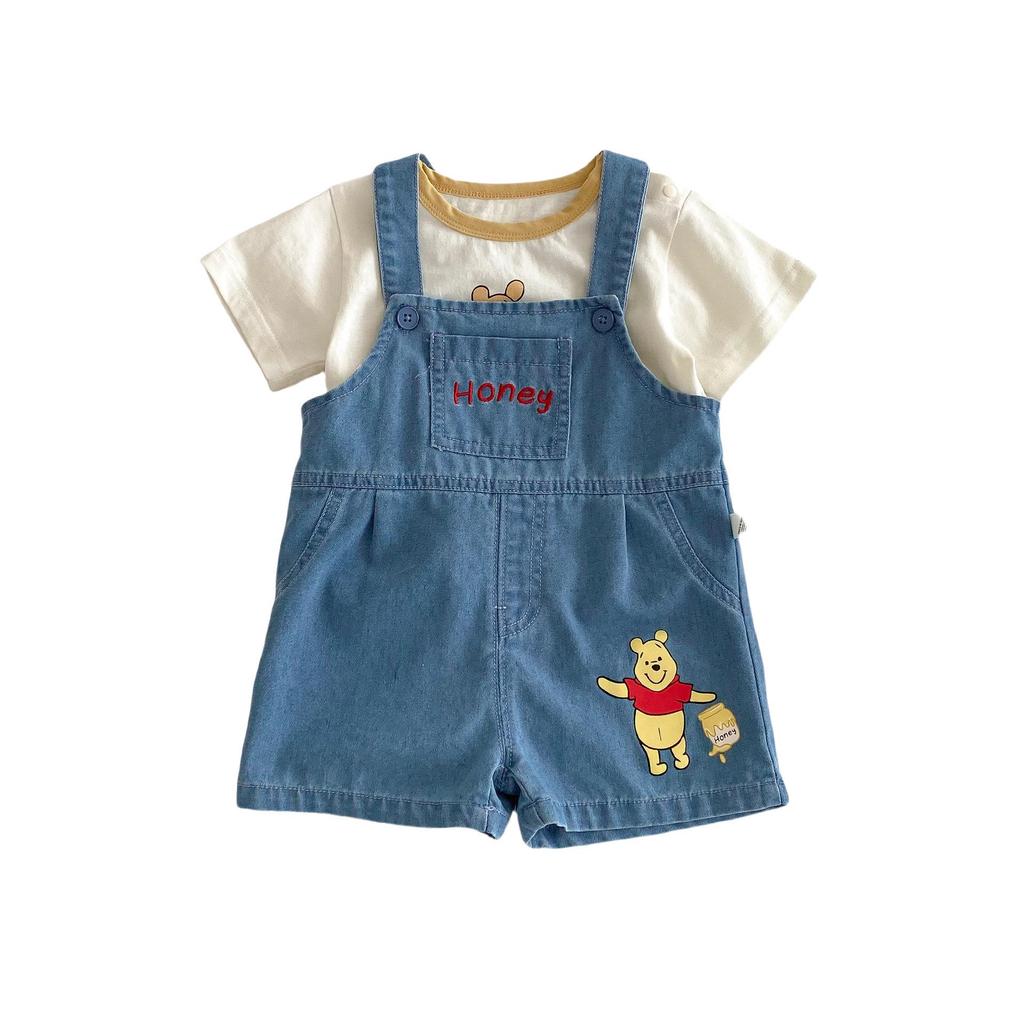 2025 New Summer Cartoon T-shirt for Boys 0-5 Years – Stylish Color Block Little Bear Top